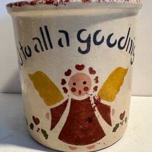 Robinson Ransbottom 1 Quart High Jar Pottery Crock Folk Art Christmas